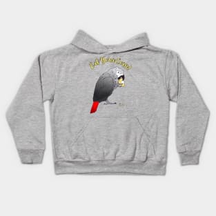 African Grey Parrot eating Corn Kids Hoodie